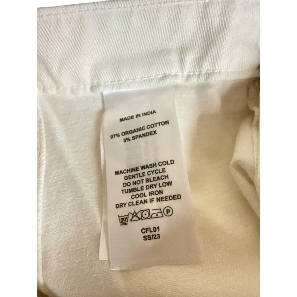Quince Organic Cotton Wide Leg Crop Pants Ivory Size 26 NWT